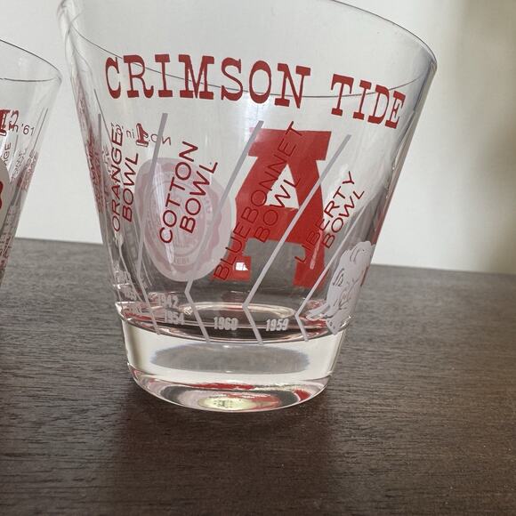 Two Vtg 1961 Alabama Crimson Tide Championship Glass "No. 1 in '61" Roll Tide - Picture 8 of 12